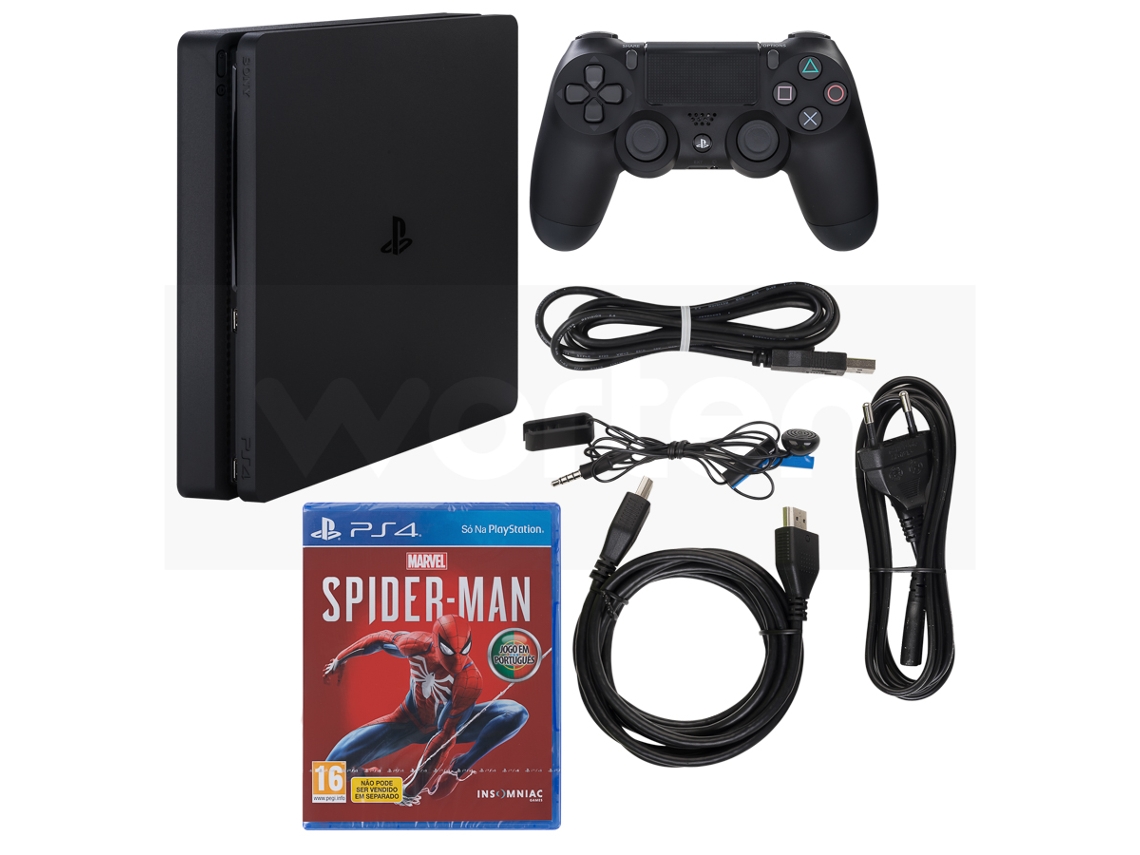 Console PS4 Slim 500GB com 2 Anos de Garantia e Jogo Spiderman - JF GAMES