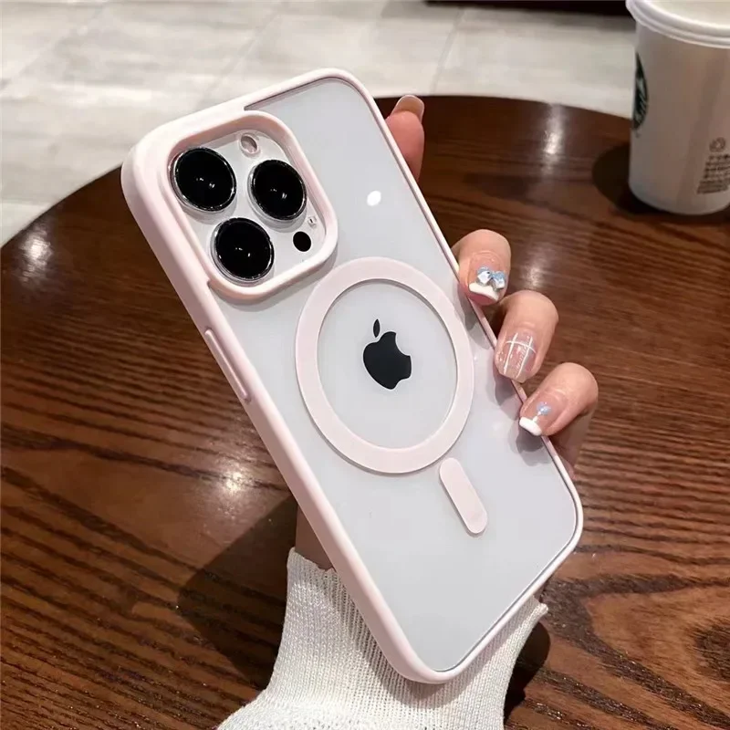 Capa Magsafe Com Carregamento Sem Fio Magnético Para Iphone (iphone 16e, Rosa), Acrílico Rígido