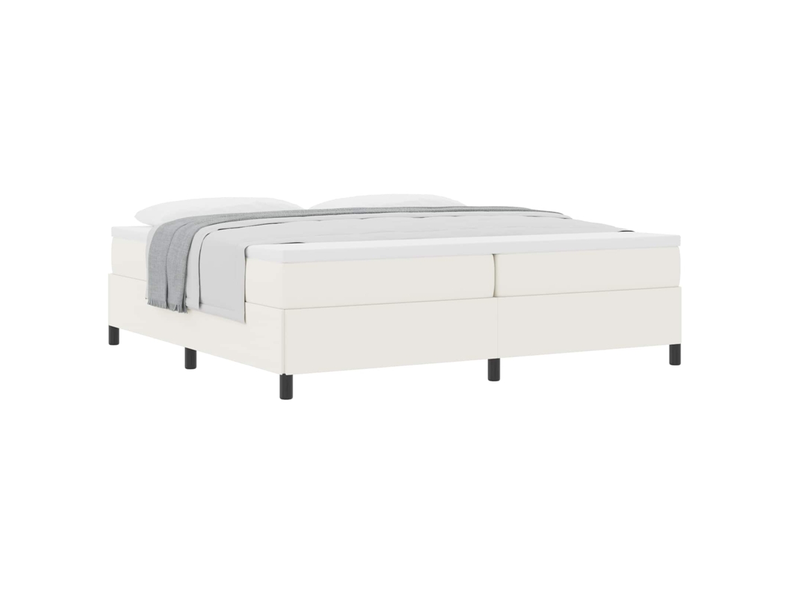 Cama De Casal | Camas Para Quarto | Cama Box Creme 200 X 200 Cm Tecido De Veludo Cotele