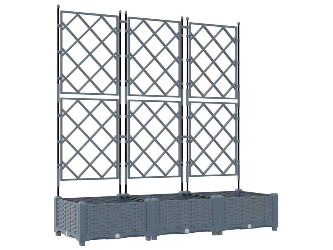 Conjunto 3 Vaso De Jardim Vidaxl Cinzento-claro Polipropileno (120 X 40 X 125,5 Cm)