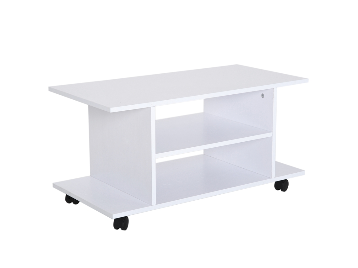 Suporte de TV com rodas, prateleiras, até 42”, 80x40x40 cm branco S/MARCA
