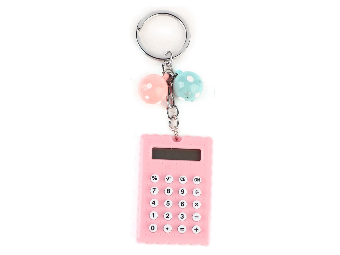 Calculadora Portátil Mini Estilo Biscoito com Chaveiro Rosa | S/MARCA