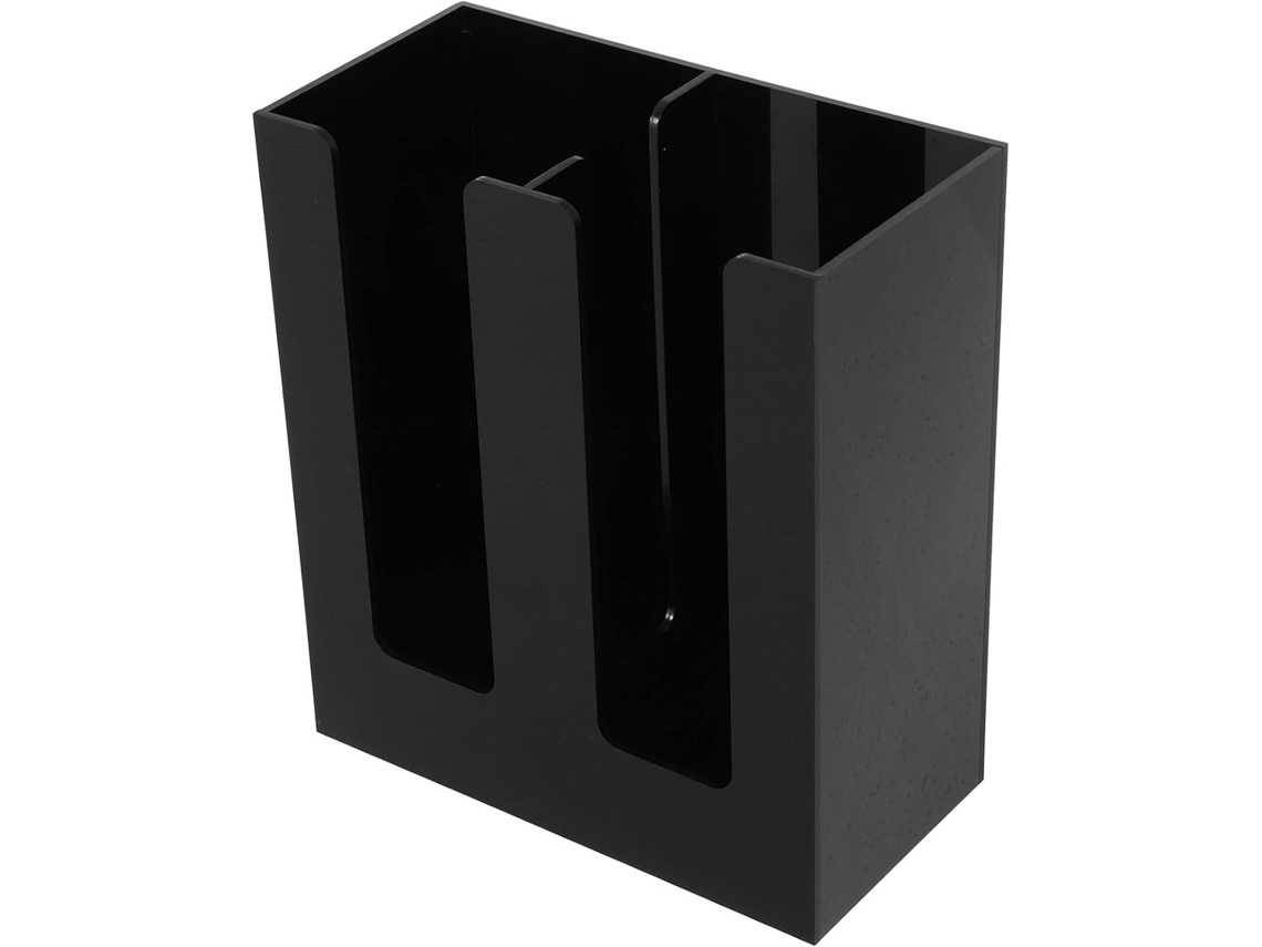 Organizador De Mesa Com Porta-copos Em Preto Brilhante, Com Compartimento Duplo Para Copos De Papel. Prático E Para Uso
