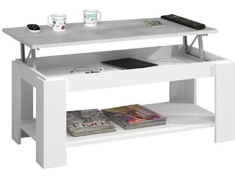 Mesa de Apoio HABITDESIGN Branco Artik - Cinzento cimento (Melamina - 100 x 43–54 x 50 cm)