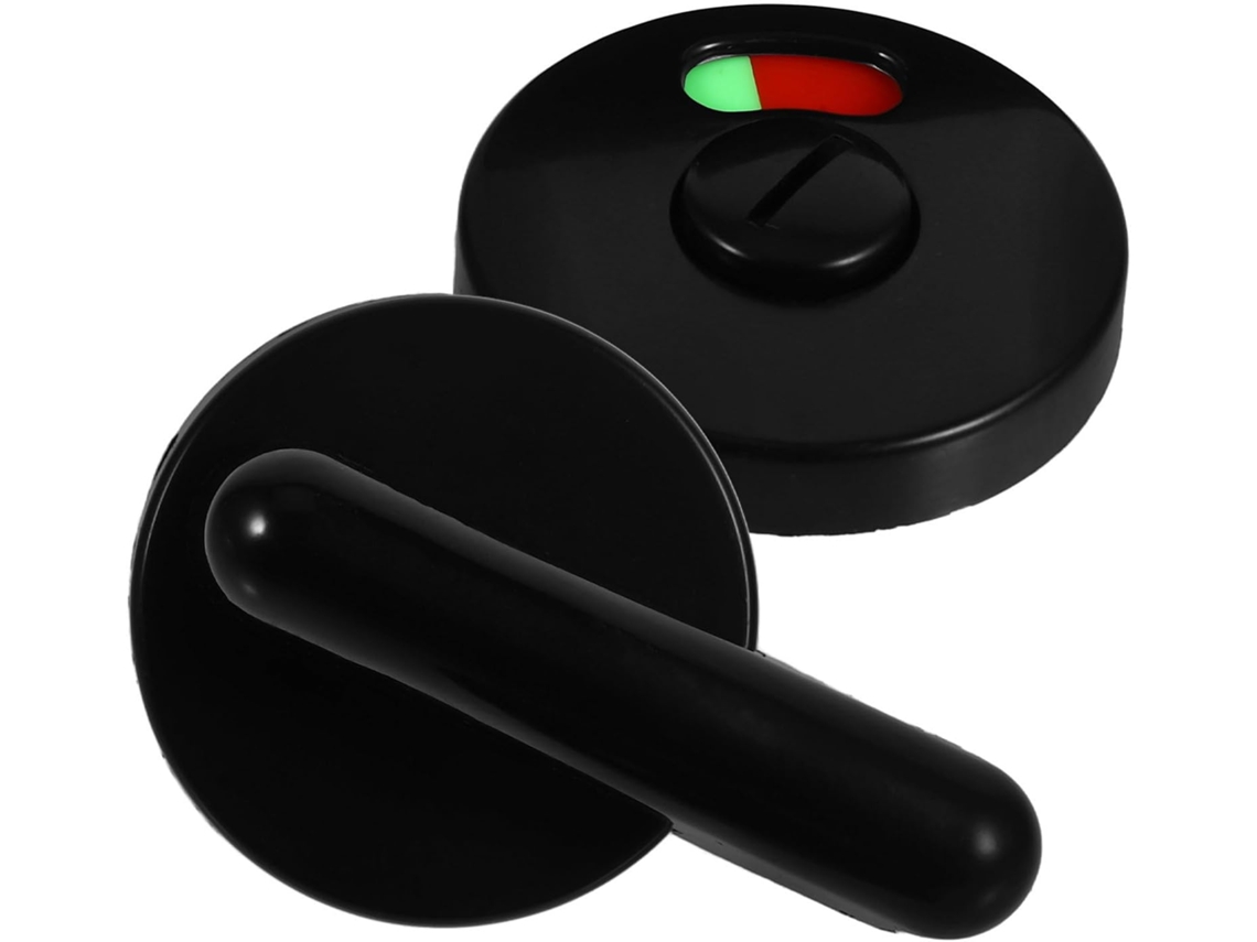 Fechadura De Privacidade Porta Box Banheiro Em Nylon Preto Com Indicador