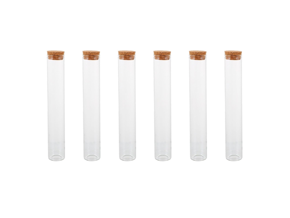 Conjunto De 6 Mini Tubos De Ensaio De Vidro E Cortiça Para Experimentos Científicos
