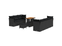 Conjunto De Móveis De Jardim Vidaxl Preto Vime Pe (90 X 55 X 71 Cm)