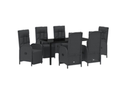Maison Exclusive - Conjunto De Jantar Para Jardim Com Almofada 7 Pcs Preto Vime Pe
