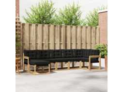 Vidaxl Conjunto De Sofás Para Exterior 7 Pcs Branco E Preto