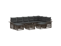 Vidaxl Conjunto De Sofá De Jardim 10 Unid. Cinza E Cinza Escuro