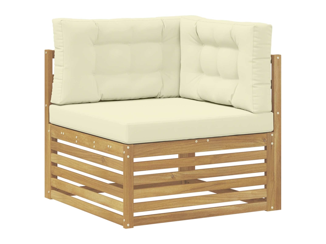 Sofá de Canto Outdoor Madeira Sólida de Acácia Branco MAISON EXCLUSIVE