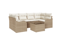 Conjunto 7 Móveis Externos Vidaxl Bege Vime Pe (55 X 55 X 37 Cm)