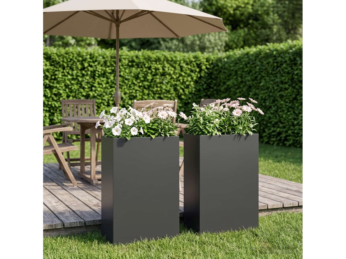 Vidaxl Vaso De Jardim 2 Unid. Preto 40 X 20 X 75 Cm