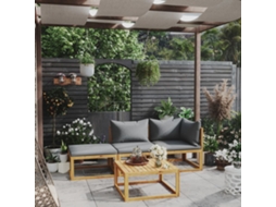 4 Pcs Conjunto Lounge De Jardim C/ Almofadões Acácia Maciça Dkd Home Decor