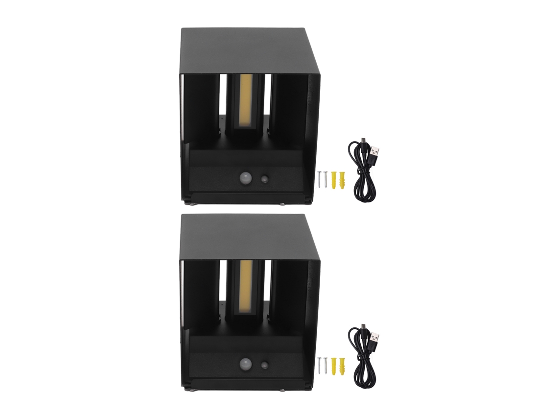 2026 2 Set Lámpara de Parede Led 6w Base Magnética Sensor de Movimento Quadrada Iluminação Branca Quente Indoor Passagem Preto