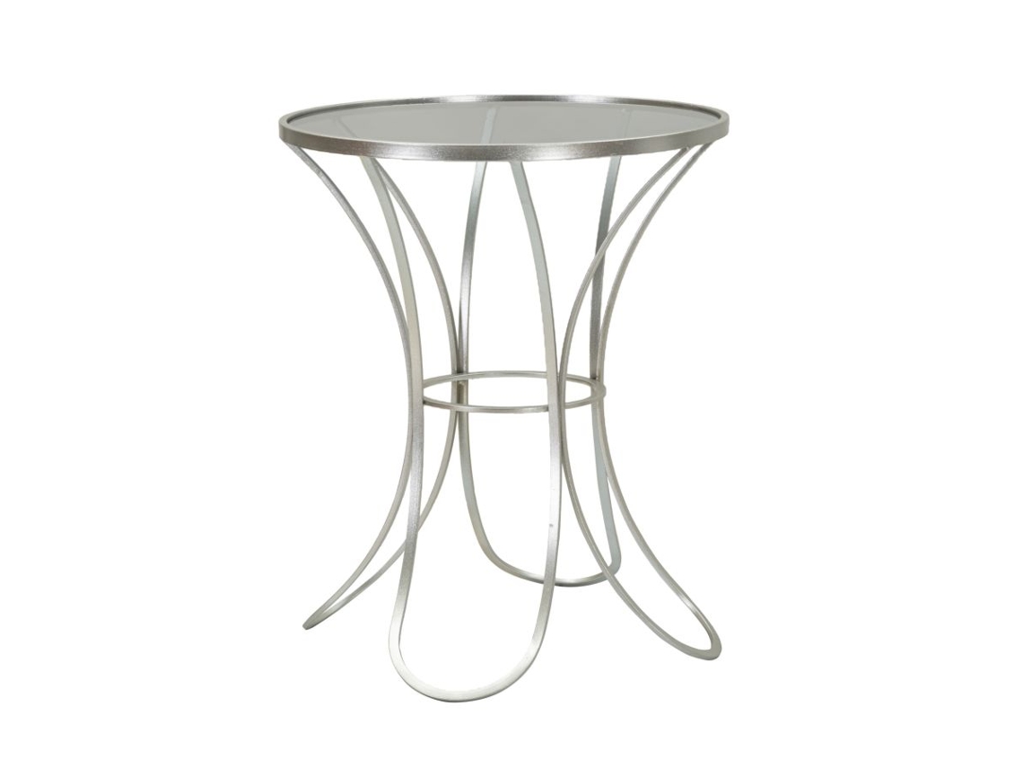 Mesa De Centro Trixy Glam Ø 56x68 Cm Em Metal Prateado E Vidro Temperado - Design Leve E Contemporâneo
