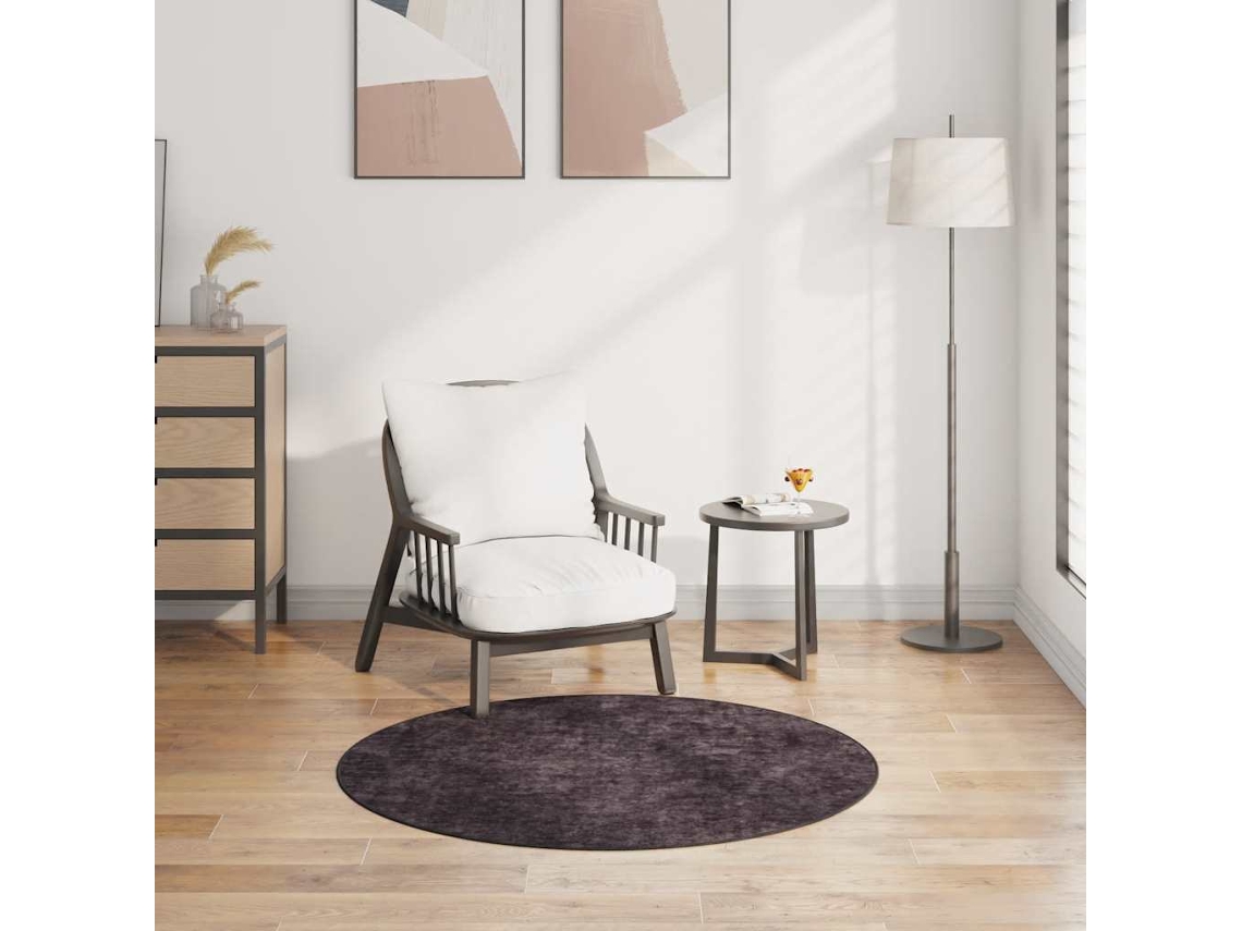 Vidaxl Tapete Lavável Φ120 Cm Antracite