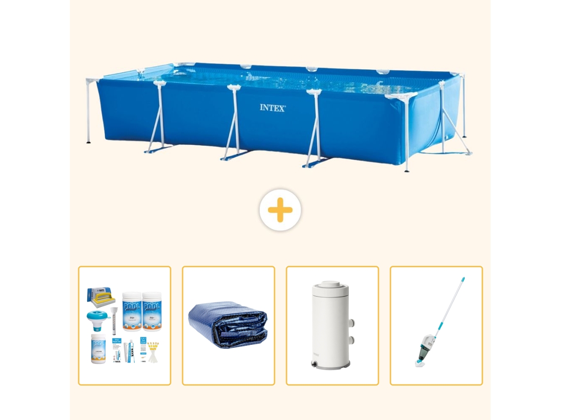 Intex Piscina Com Estrutura Retangular - 450x220x84 Cm - 5-peças S136