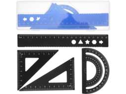 Conjunto De 8 Réguas Geométricas Metal 20 Cm, Transferidor