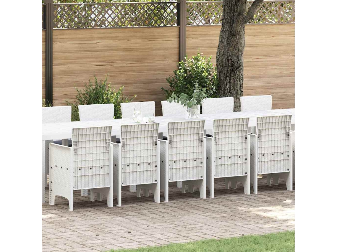 Vidaxl Conjunto De Jantar Para Jardim Com Almofadas 17 Unid. Branco Pp