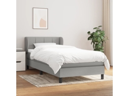 Cama Com Molas/colchão 90x200 Cm Tecido Cinza-claro