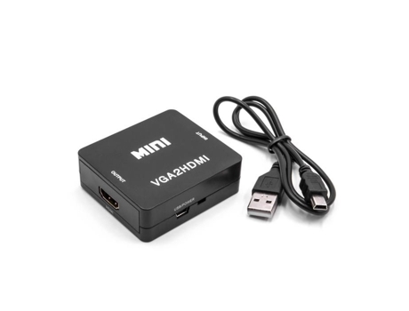 Adaptador conversor VGA para HDMI para TV, PC, laptop, notebook e outros monitores preto Vhbw