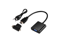 Aetheria adaptador Hdmi para Vga com Cabo de Áudio Conector Micro+mini Hdmi Tipo T para Ps3 Ps4 Xbox360 Preto