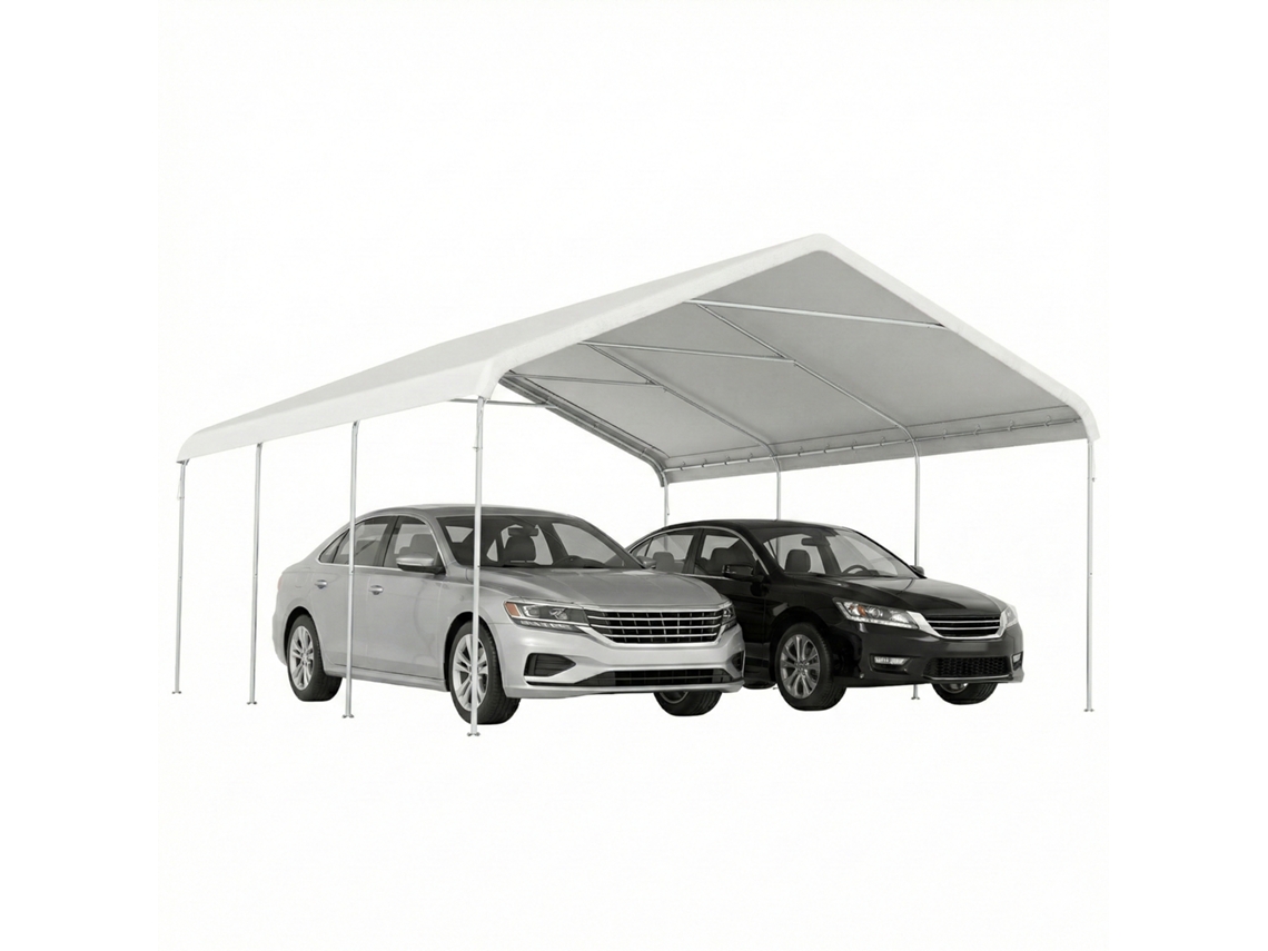 Barraca Garagem 5x6m com Estrutura Aço Galvanizado, Anti uv Impermeável, Creme