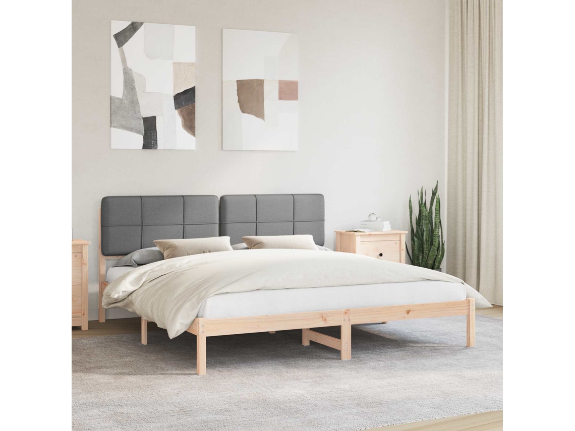 Vidaxl Estrutura De Cama Com Cabeceira Estofada Cinzento-claro