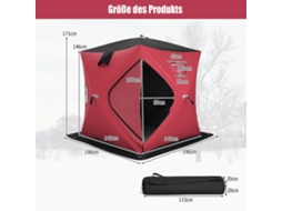 Tenda de Pesca no Gelo Pop up Isolada para 2 Pessoas Vermelha NORTHIX