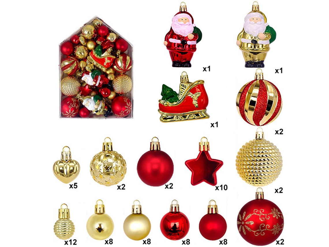 Laxiscreed Caixa Com 72 Bolas De Natal Decorativas Em Forma De Bota Pintadas