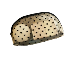 Bolsa De Maquillaje De Malla Con Estampado De Corazón Espaciosa Y Lavable A Máquina Para Viajes