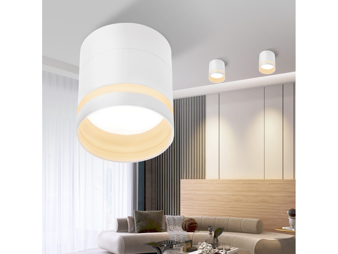Nettlife Candeeiro, Foco Led De Superfície Redondo 5 W, Candeeiro De Teto Em Acrílico Para Corredor (branco), 8,5 Cm, Em Alumínio, Em Casa