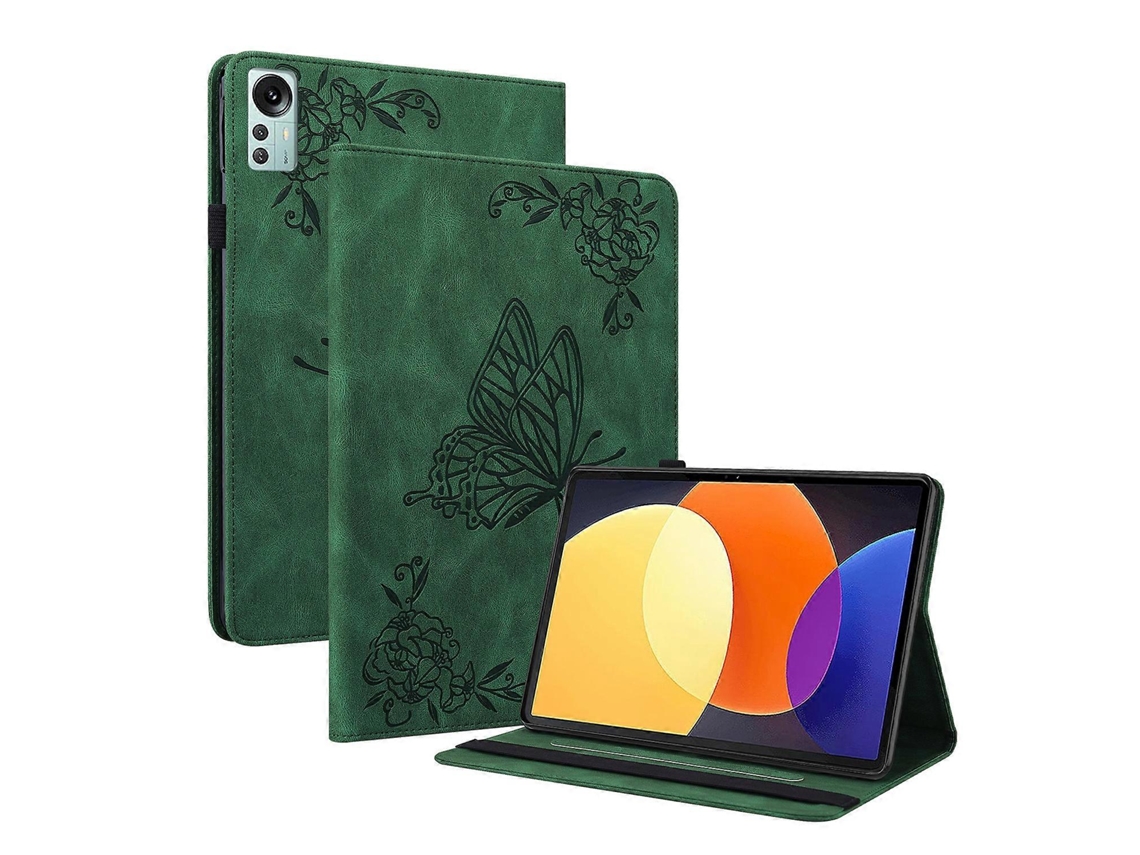 Capa de couro para tablet Webake com estampa de borboleta e flor