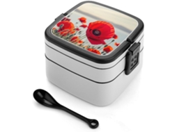 Lancheira Para Adultos Com Colher, Recipiente Fofo De Camada Dupla, Empilhável, À Prova De Vazamentos, Estilo Bento Para