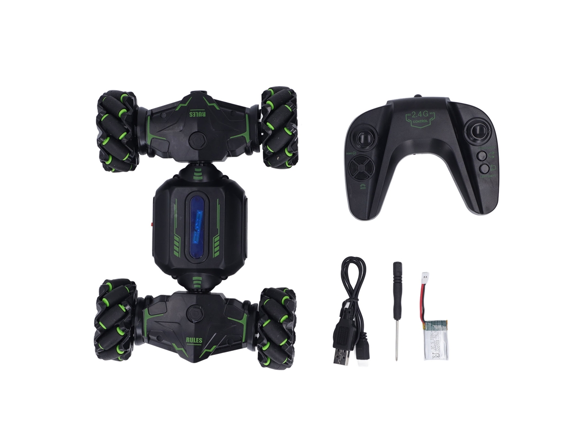 Mali carro de Controle Remoto com Sensor de Gestos 360° Giratório Stunt Car com Luzes para Crianças 8+ Verde