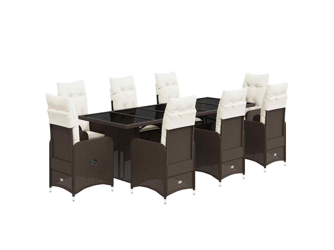 Conjunto de 9 Bistrôs de Jardim com Almofadões Vime Pe Castanho MAISON EXCLUSIVE