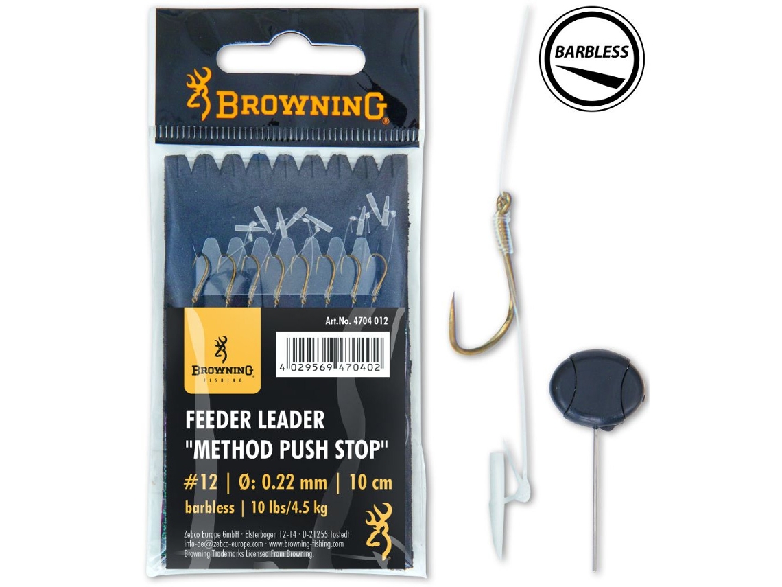 Conjunto de 8 Peças de Líderes Montados BROWNING Feeder Leader Method Push Stop