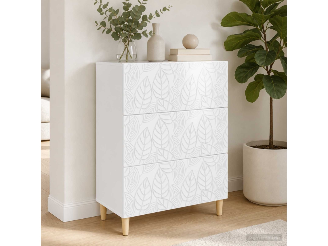 Vidaxl Gabinete De Gavetas Branco Brilhante 66 X 34,5 X 90 Cm