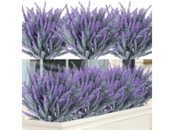 Lavanda Flocada Buquê de Flores Artificiais de Lavanda Roxa 12 Unidades AQUAFORGE