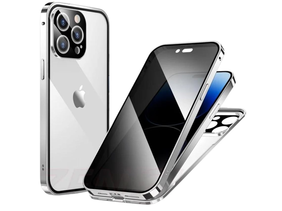 Capa Privacidade para iPhone 13 pro max VEANXIN Vidro Magnética Prateado