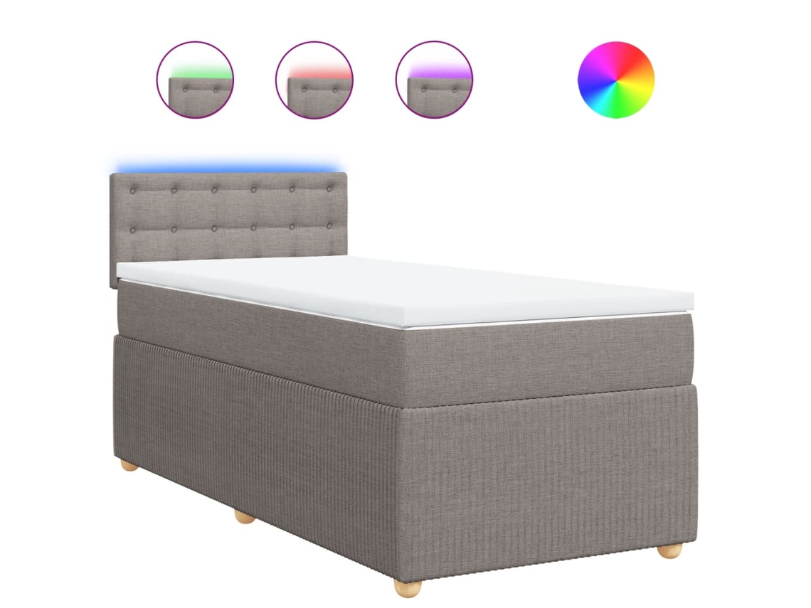 Box Spring Bed, Box Spring Beds Vidaxl Cinzento-acastanhado Tecido (100 X 200 Cm)