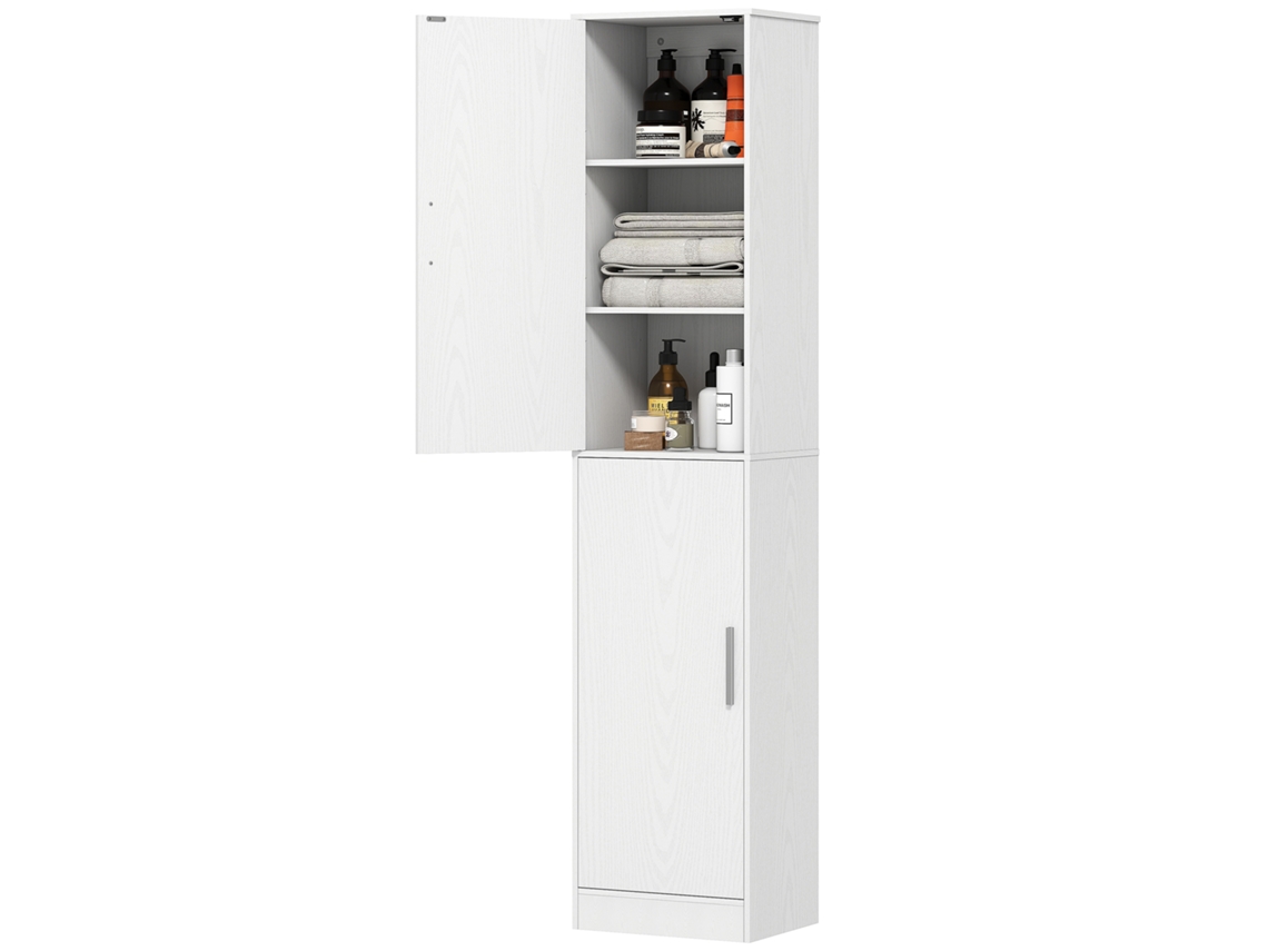 Armário de Banheiro Alto BTFORUS 180cm, com 2 portas, 4 prateleiras ajustáveis, MDF, branco
