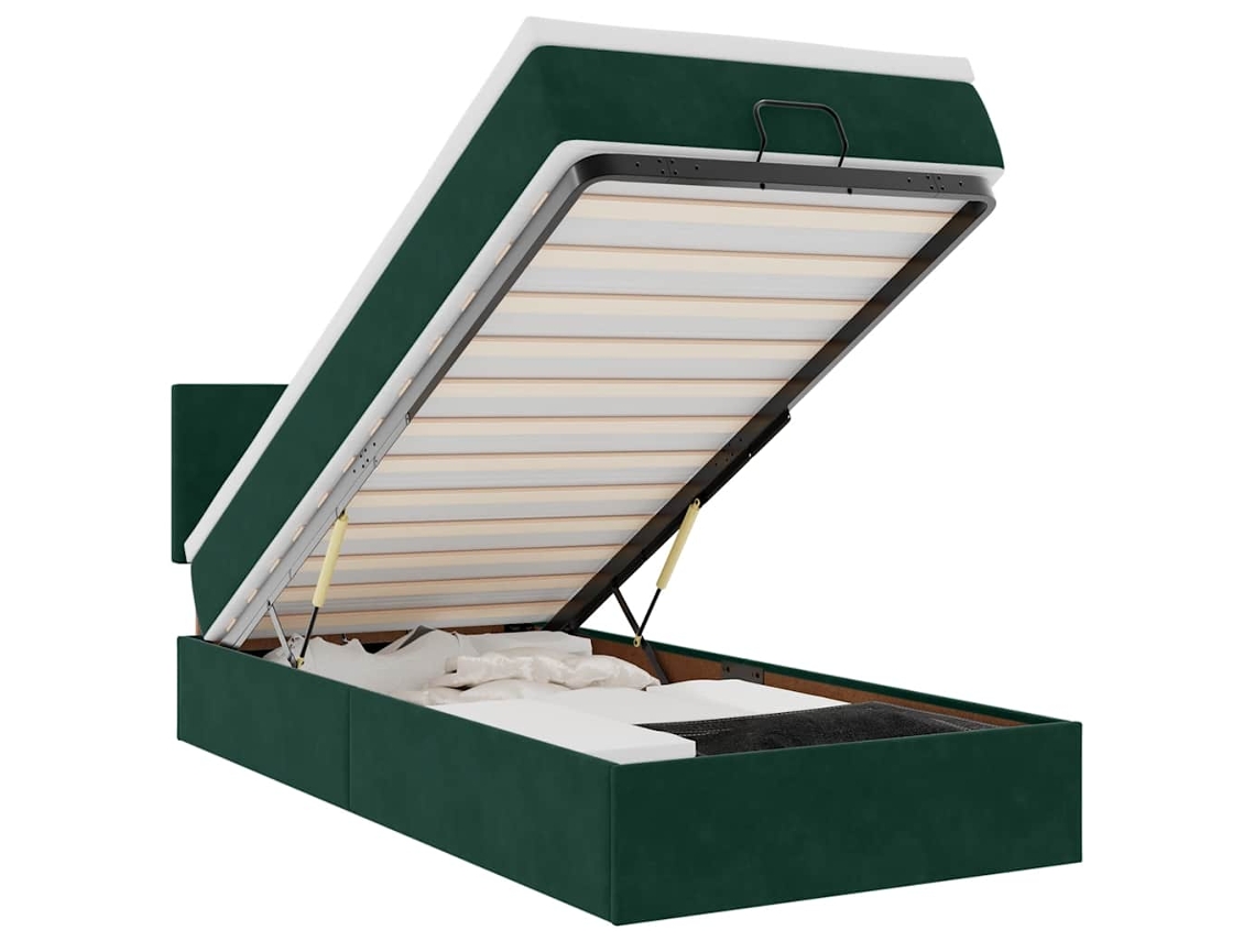 Cama com Colchão Leds Veludo Verde Escuro MAISON EXCLUSIVE (80x200 cm)