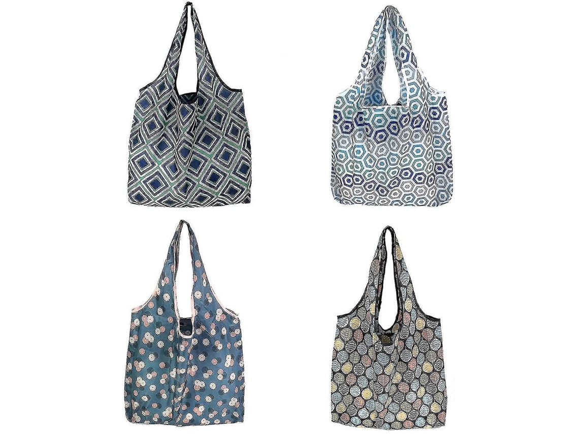 Sacola de Compras Dobrável, Conjunto de 4 Sacolas de Compras Reutilizáveis. GOKOCO