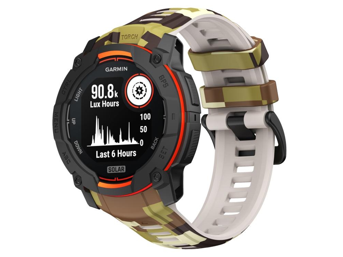 Bracelete Garmin Instinct 3 Amoled / Solar Silicone Estampa Camuflada Marrom XIAOMOYU (45mm)