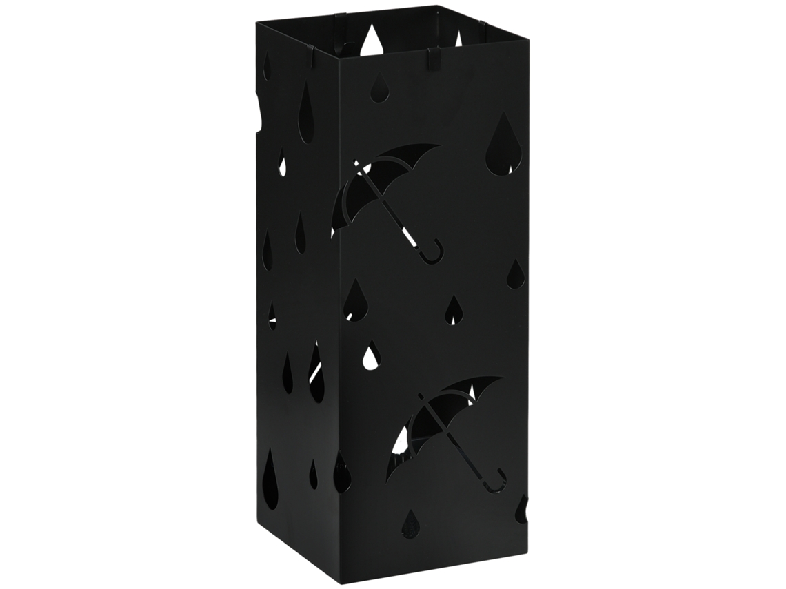 Suporte Guarda-chuvas Aço 4 Ganchos Bandeja 15,5x15,5x41 Cm Preto