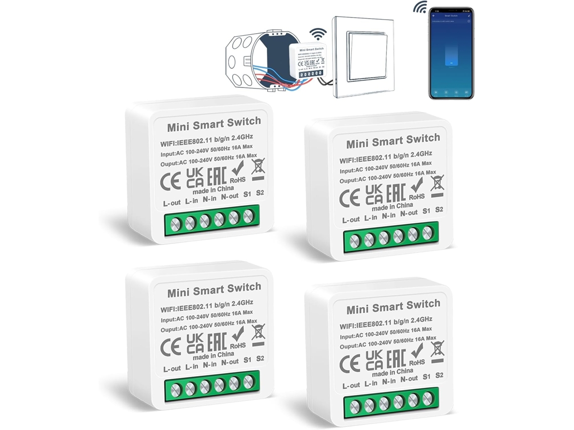 Lot De 4 Modules D'interrupteur Intelligents, S'adapte Derrière Les Interrupteurs Muraux Traditionnels, Module De Relais D'interru