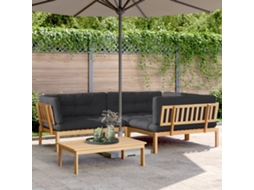 Vidaxl 4 Pcs Móveis De Paletes P/ Jardim C/ Almofadões Acácia Maciça