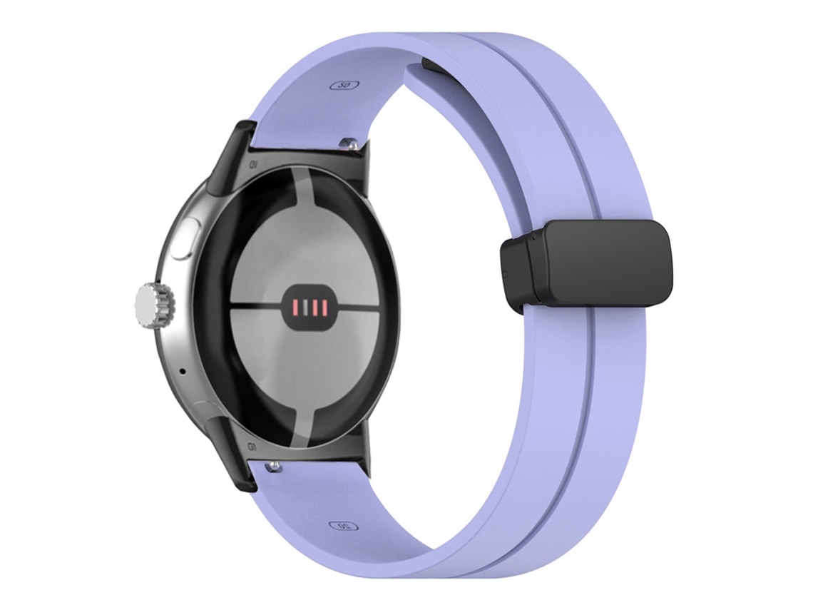 Bracelete Silicone Fivela Magnética para Google Pixel Watch Fivela Preta/Luz Roxa